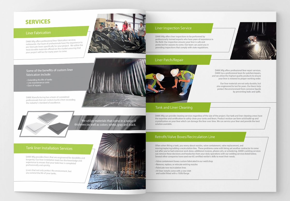 Dakk brochure interior spread mockup