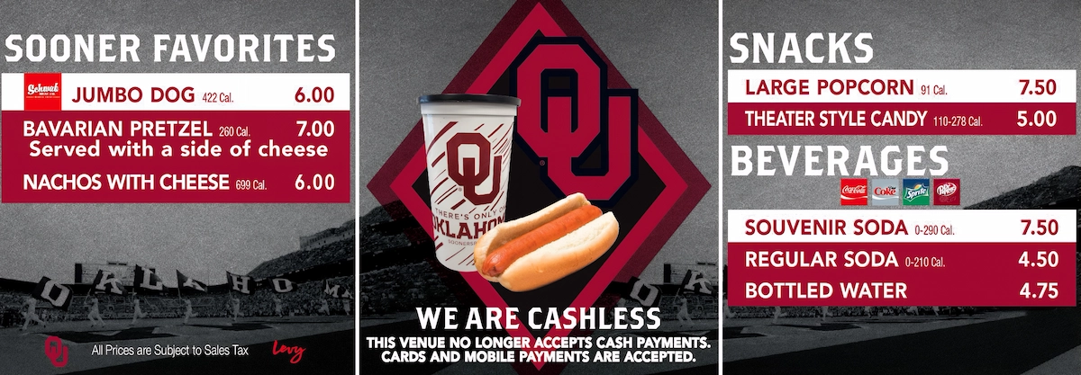 OU stadium menu detail, alternate view