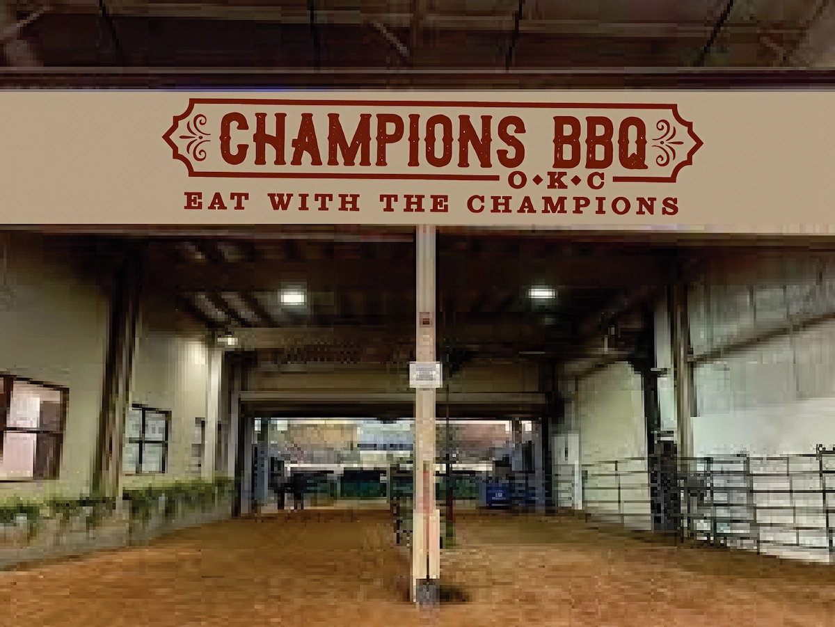 Champions BBQ branding, state fair signage display three