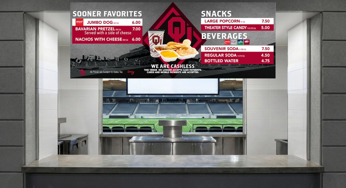 OU stadium menu redesign mockup, display two