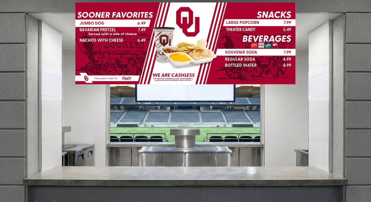 OU stadium menu redesign mockup, display one